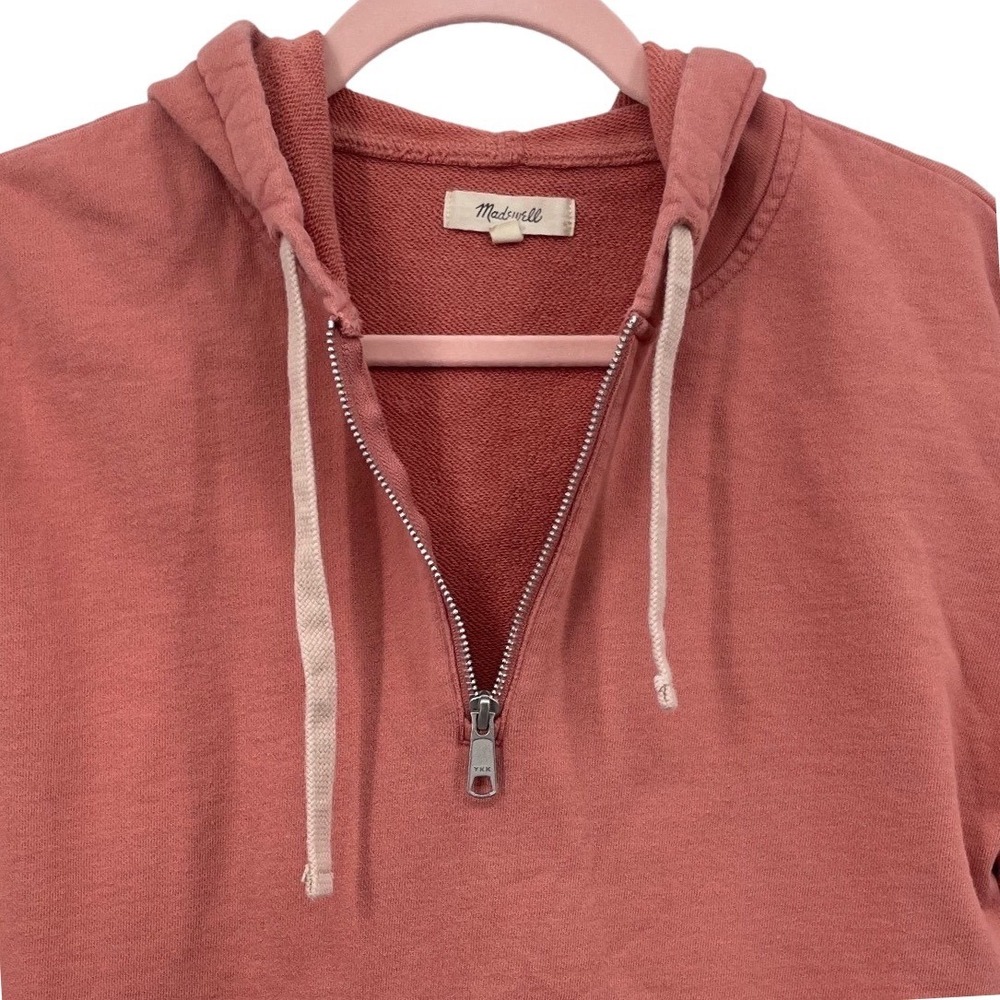 Madewell Hoodie Women S Dusty Rose Quarter Zip Cotton French Terry Pullover